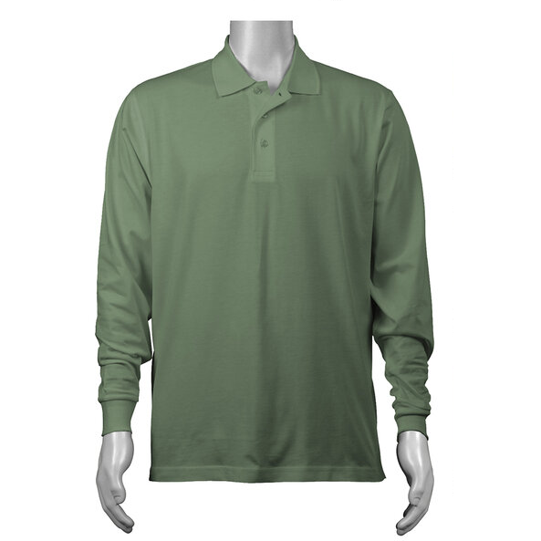 Solid Long Sleeved Jersey Polo with Self Collar