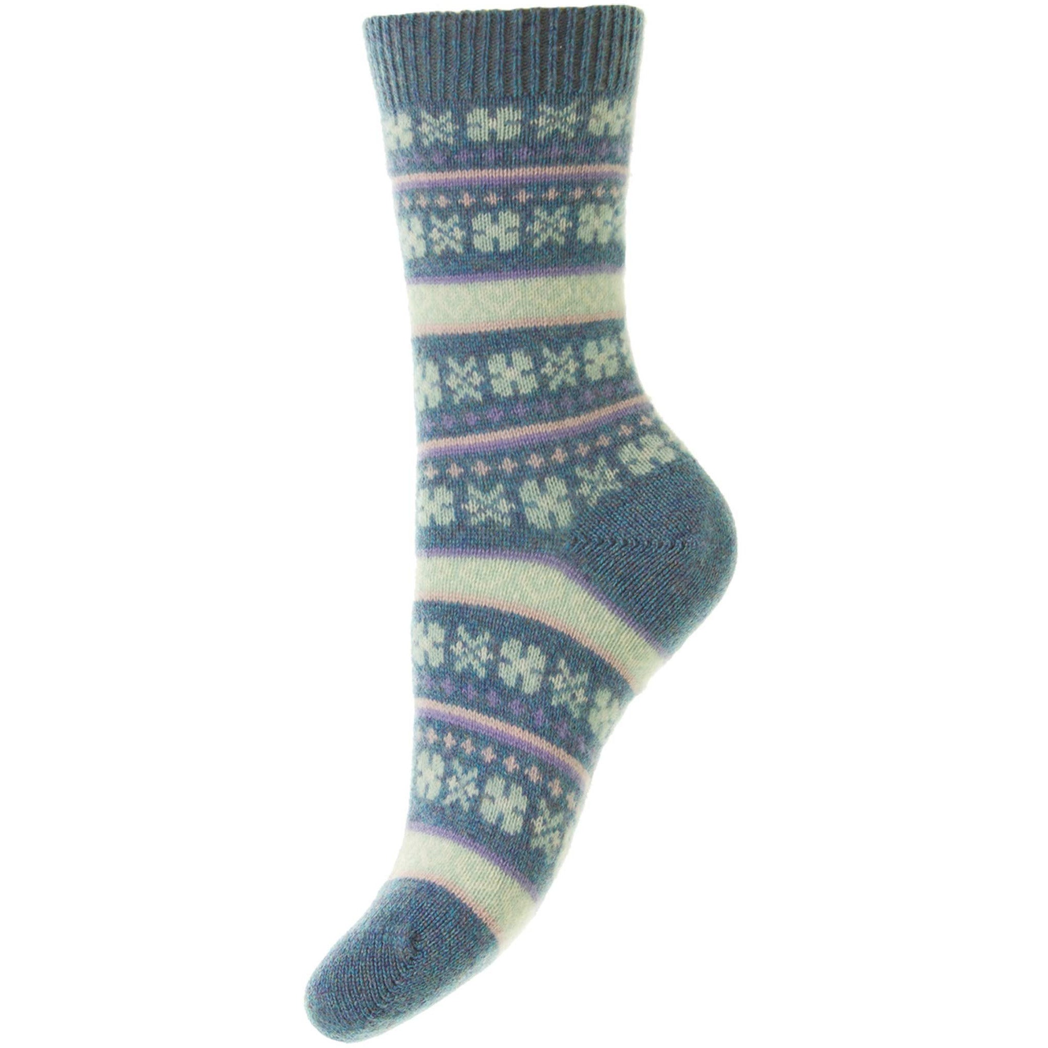 Arabella Heart Fairisle Cashmere Ladies Socks